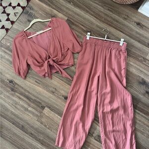 Abercrombie & Fitch Pink Wide Leg Pants & Top Set